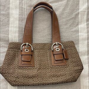 Coach Brown tone colors Designer Tote Bag like new